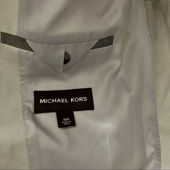 Michael Kors Designer Luxury Mens 40R Two Button Blazer Jacket Light Stone Gray - Picture 3 of 7